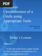 Grade 5 Lesson Plan: Circle Circumference | PDF | Circle | Geometric ...
