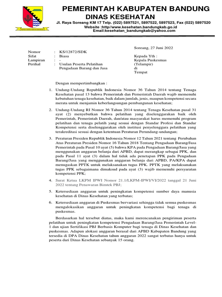 Usulan Peserta Pelatihan Pengadaan Barang dan Jasa PDF