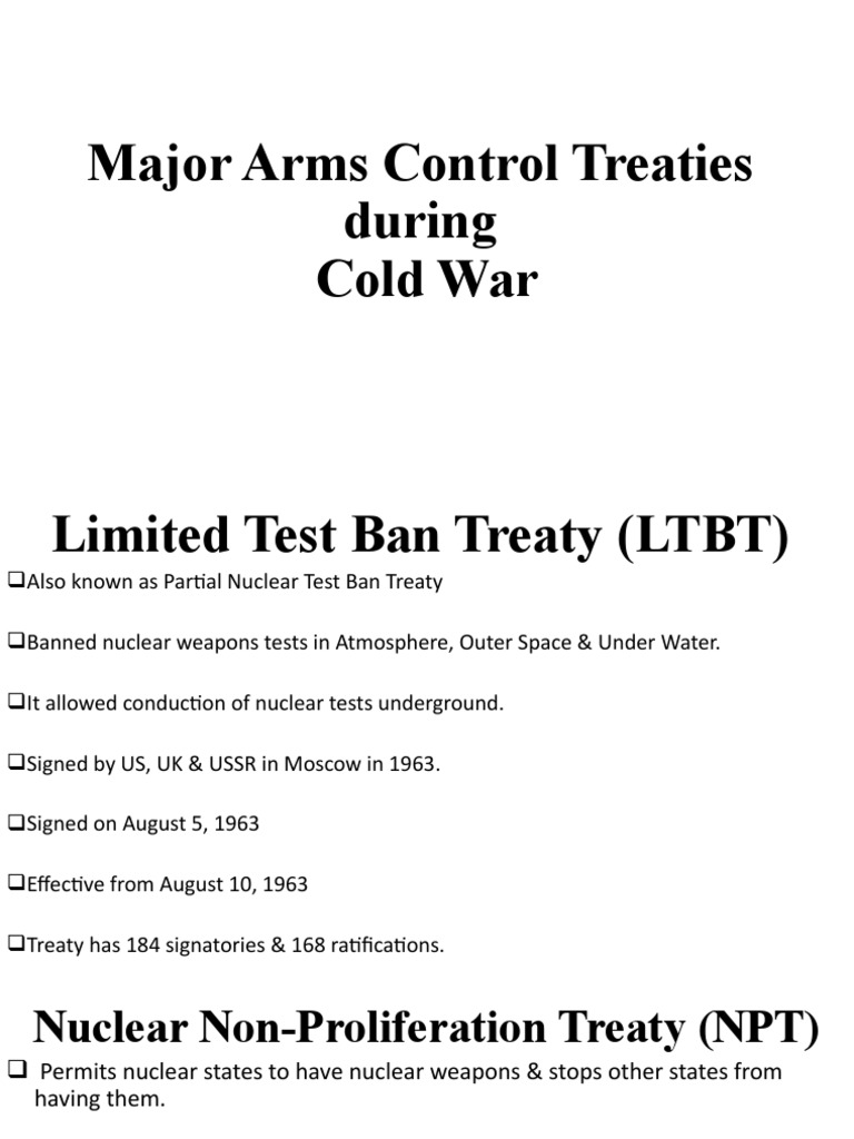 Major Arms Control Treaties During Cold War PDF