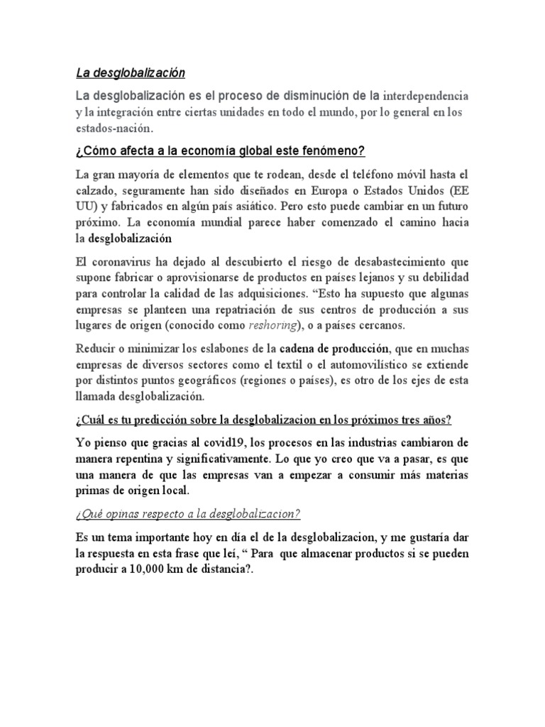 La Desglobalización PDF