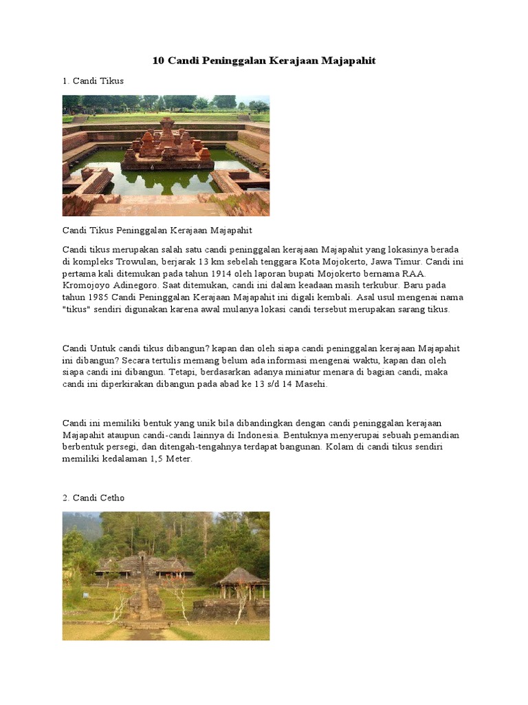 10 Candi Peninggalan Kerajaan Majapahit | PDF