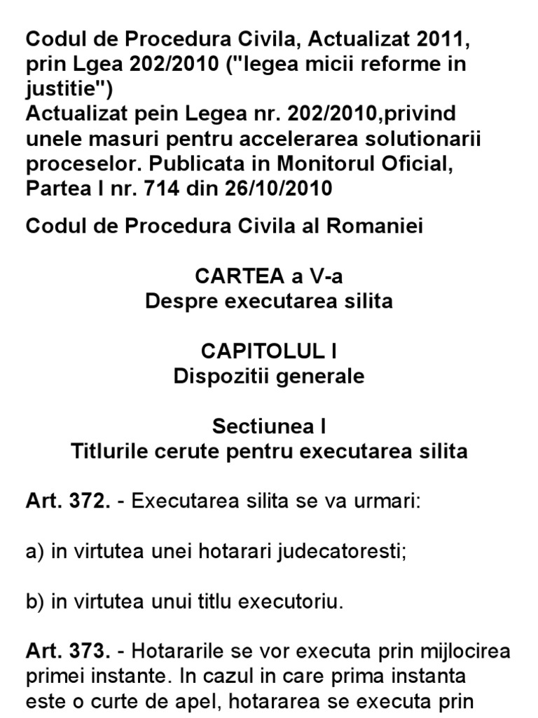 Codul De Procedura Civila Extras