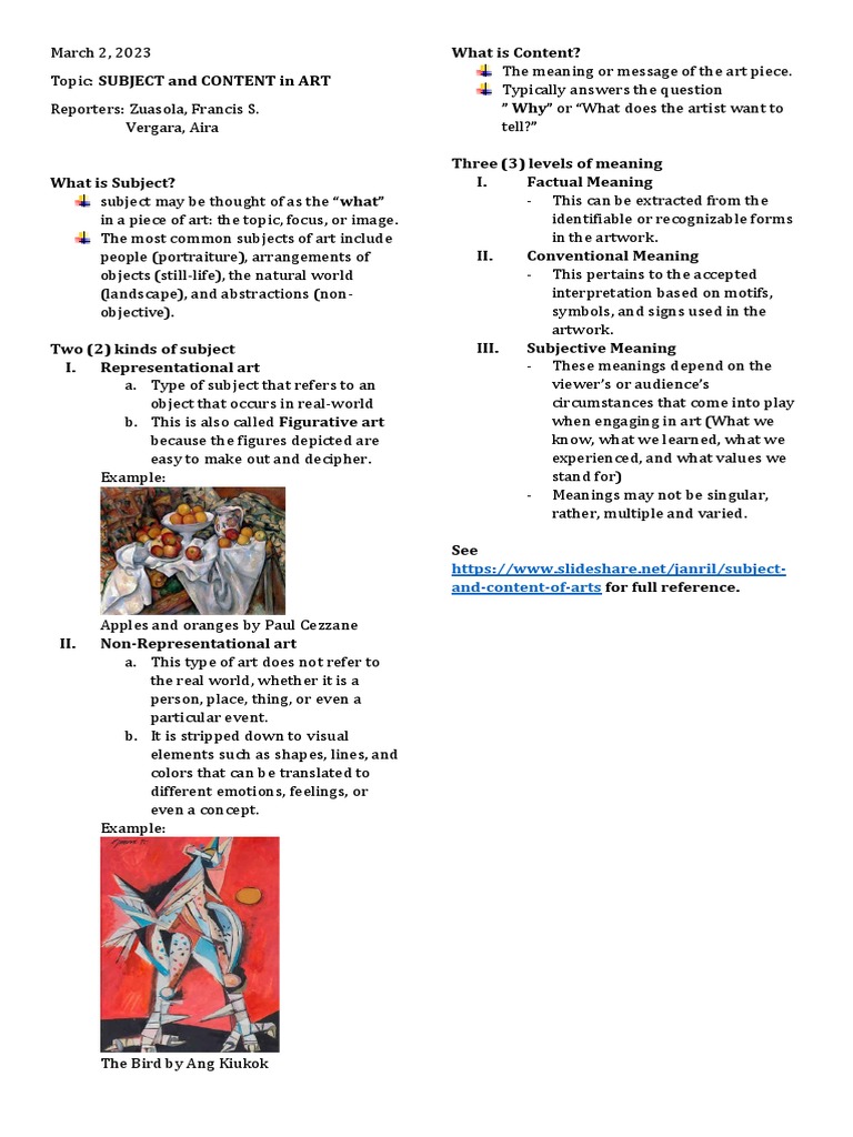 Subject and content in art pdf abstract art representation arts 