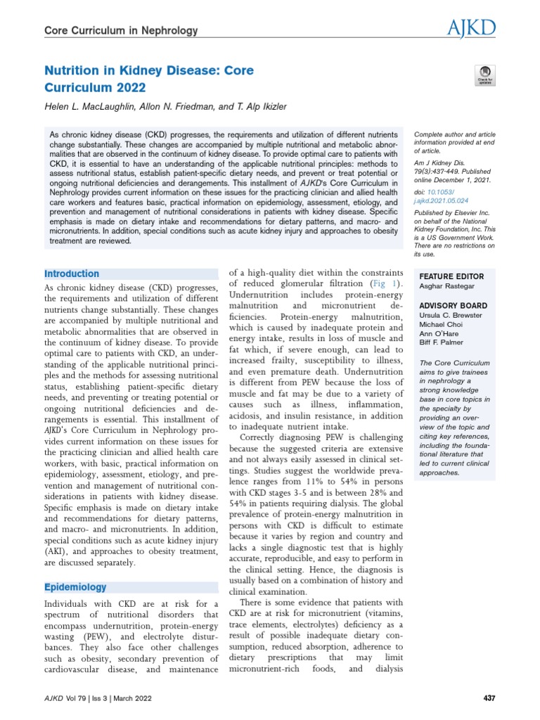 Nutrition Guidelines for Chronic Kidney Disease | PDF | Chronic Kidney ...