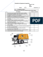Checklist For Equipment Inspection CONCRETE PUMP