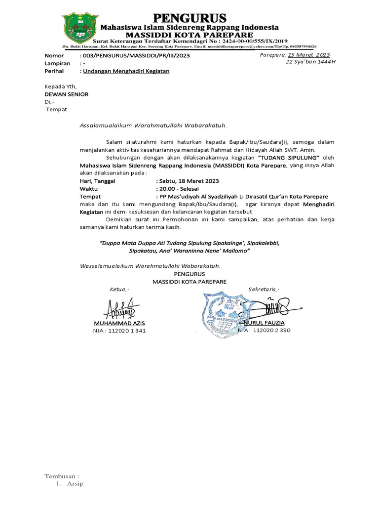 003 Undangan Menghadiri Kegiatan | PDF
