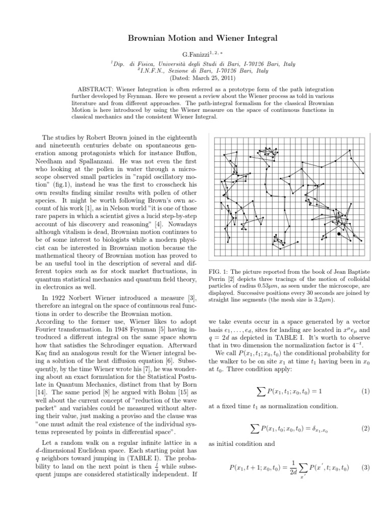 Brownian Motion and Wiener Integration | PDF | Brownian Motion ...