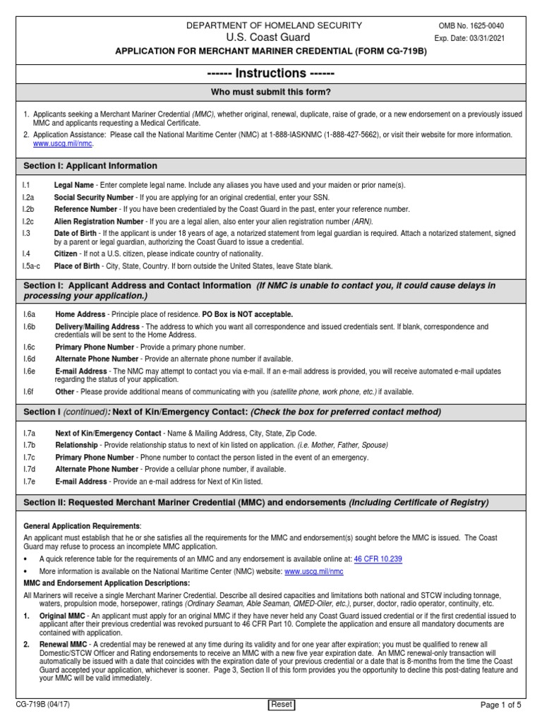 Merchant Mariner Credential Application | PDF | Justice | Crime & Violence