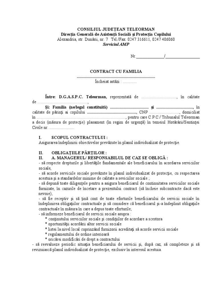 Model Contract Fam. | PDF