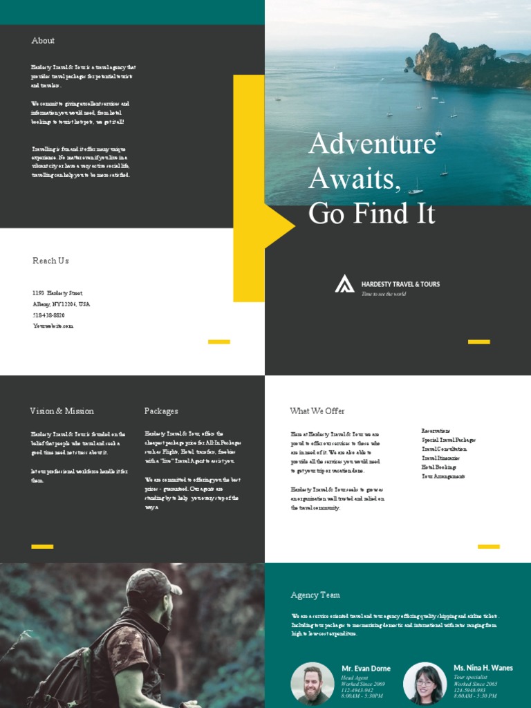 Free Travel & Tour Bi-Fold Brochure Template | PDF | Service Industries ...