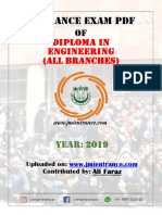 Entrance Exam PDF: Diploma in Engineering (All Branches)