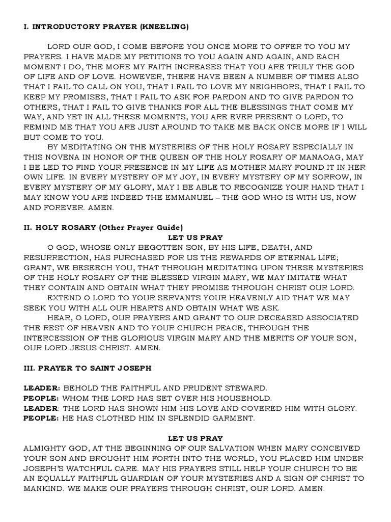 Novena Prayers to Our Lady of Manaoag | PDF | Rosary | Mary, Mother Of ...
