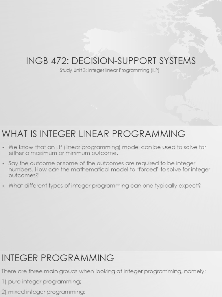 Study Unit 3 - Integer Linear Programming - ILP | PDF | Linear ...
