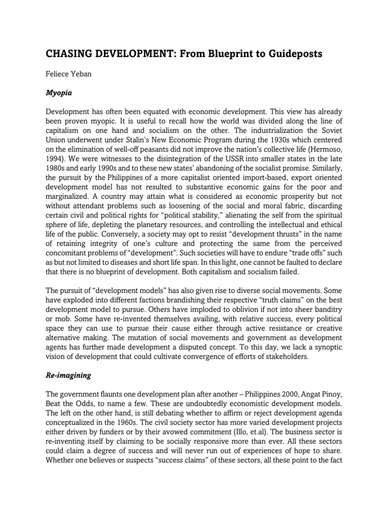Rethinking Development: From Blueprint to Guideposts | PDF | Socialism ...