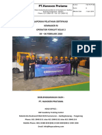 PT - Hanosen Pratama: Laporan Pelatihan Sertifikasi Kemnaker Ri Operator Forklift Kelas 2 04 - 06 FEBRUARI 2020