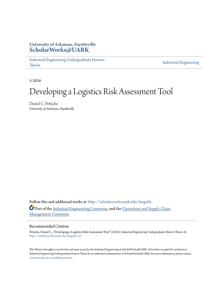 Logistics Risk Assessment Tool Development | PDF | Supply Chain | Risk