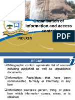 Organisation of Information and Access Control: Indexes