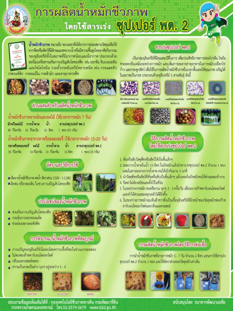 โปสเตอร์ การผลิตน้ำหมักชีวภาพโดยใช้สารเร่งซุปเปอร์ พด.2 | PDF