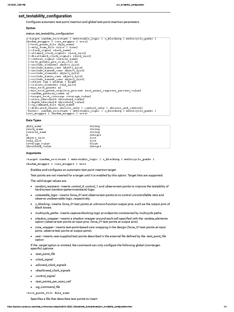 Test Point Insertion Configuration Guide | PDF | Parameter (Computer ...