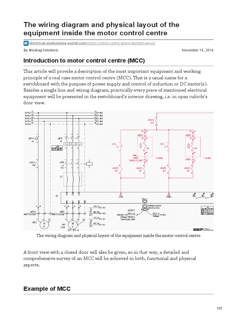 MCC Wiring and Layout Overview PDF Electric Motor Water