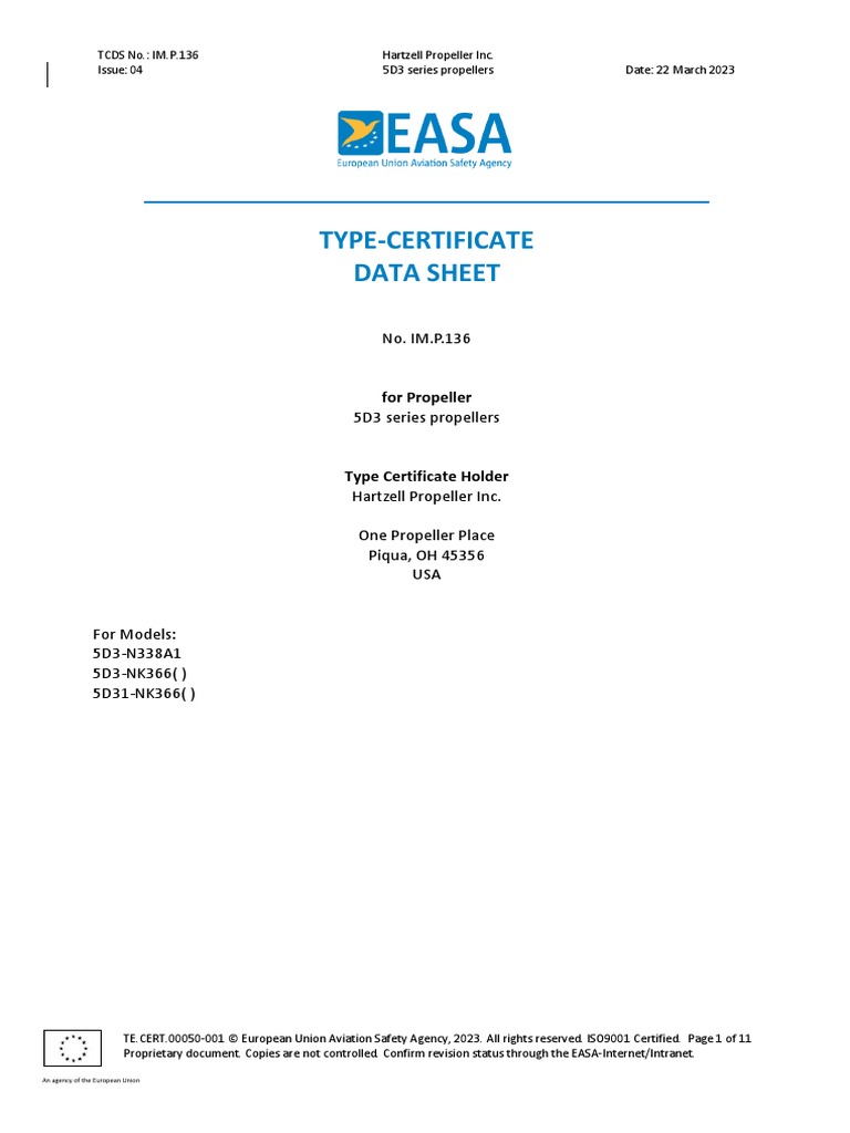 TCDS IM.P.136 Iss 04 20230322 | PDF | Vehicles | Manufactured Goods