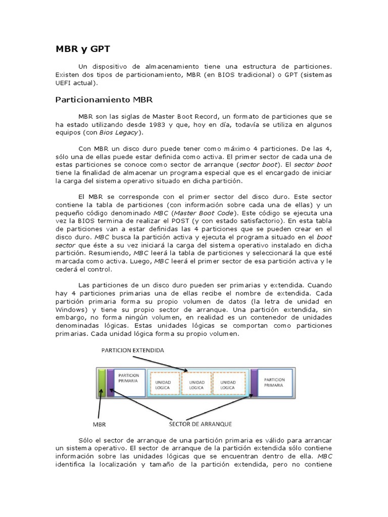 MBR y GPT | PDF | Ingeniería Informática | Ciencias de la Computación