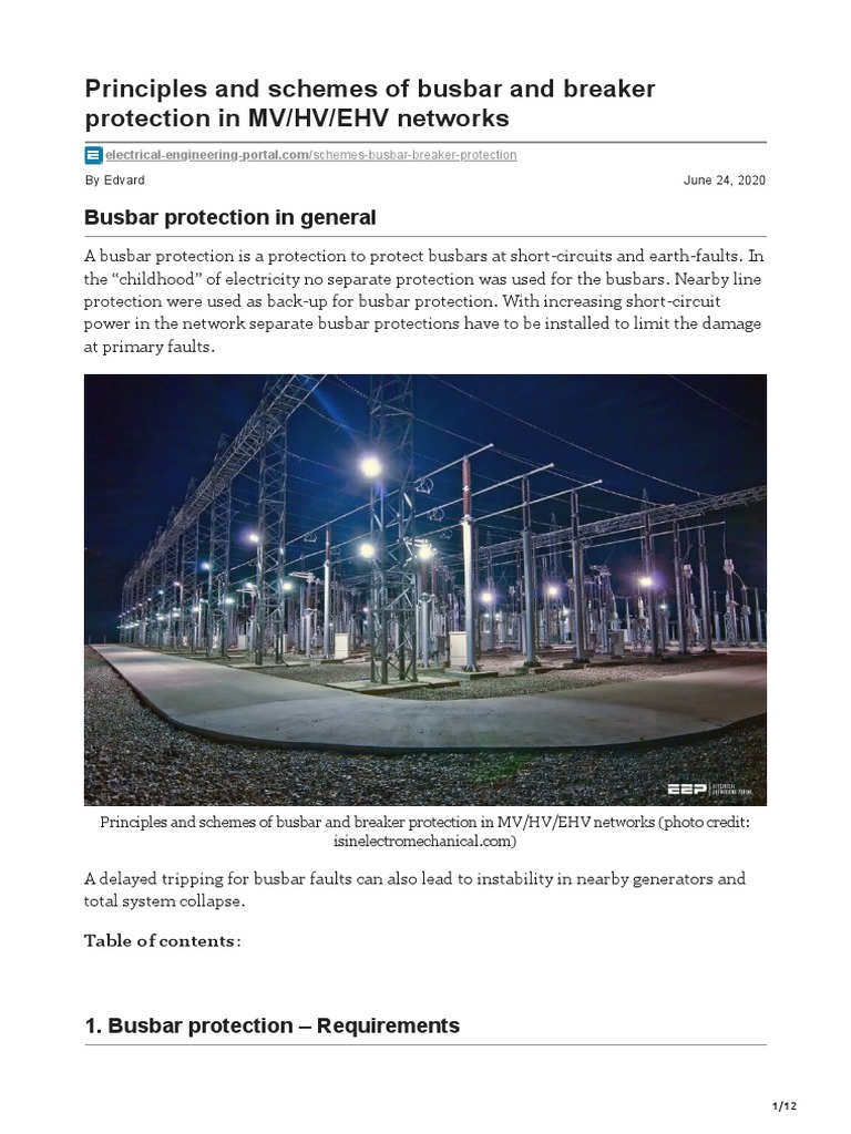 Busbar and Breaker Protection Schemes | PDF | Relay | Electrical Substation