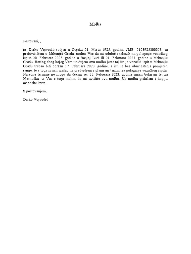Molba | PDF