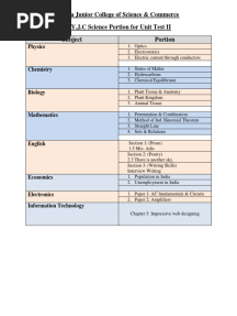 11th Sci Unit Test 2 Portion and Paper Pattern