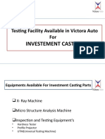 Testing and inspection equipment available for investment casting