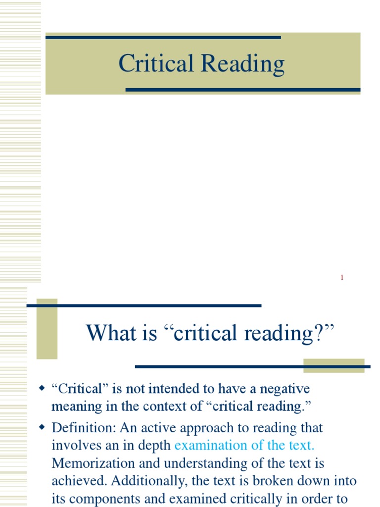 What Is Critical Reading Comprehension
