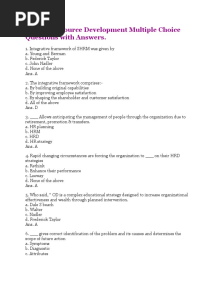 Human Resource Development Multiple Choice Questions With Answers