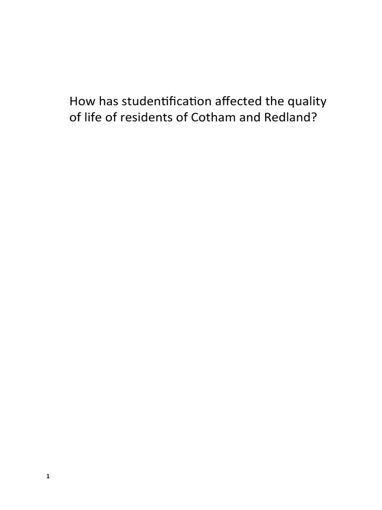 How Has Studentification Affected The Quality of Life of Residents of ...