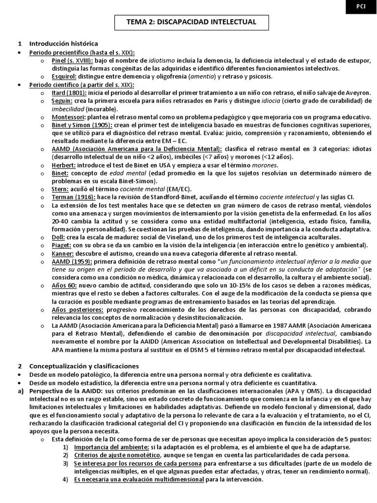 Evolución y Clasificación de la Discapacidad Intelectual | PDF ...