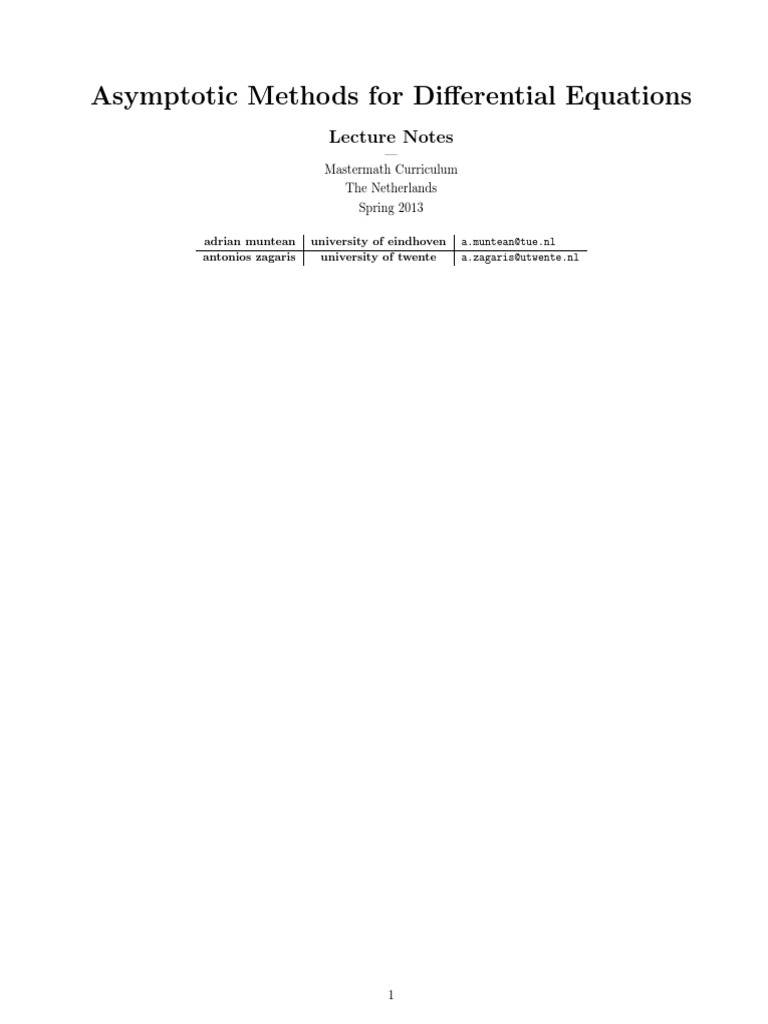 Asymptotic methods for differential equations notes pdf complex