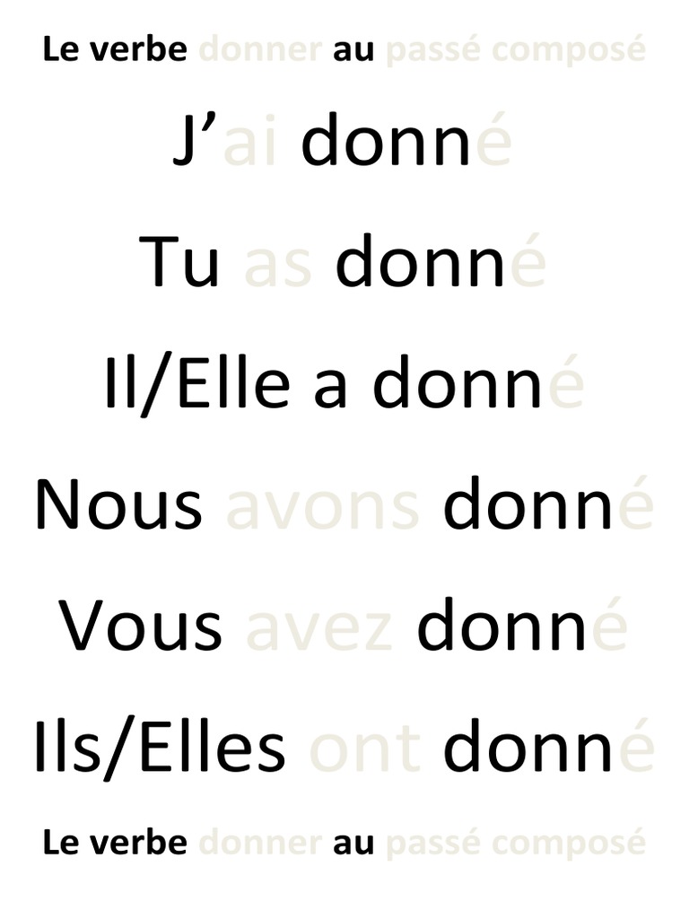 Conjugaison du verbe donner | PDF
