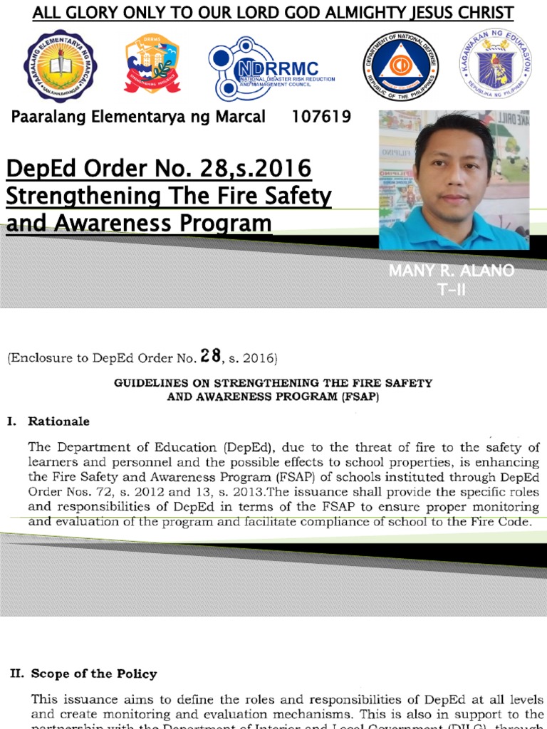 PowerpointDepEd Order No.28, s.2016 Strengthening The Fire Safety and