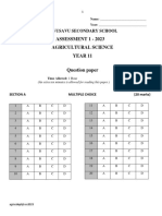 Assessment 1 - 2023 Agricultural Science Year 11: Savusavu Secondary School