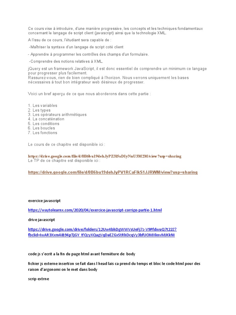 Introduction à JavaScript et XML | PDF