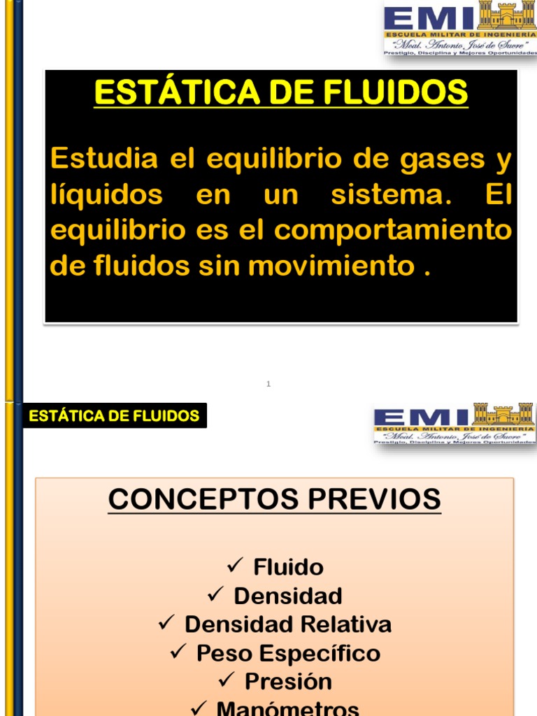 Estática de Fluidos | PDF | Presión | Densidad