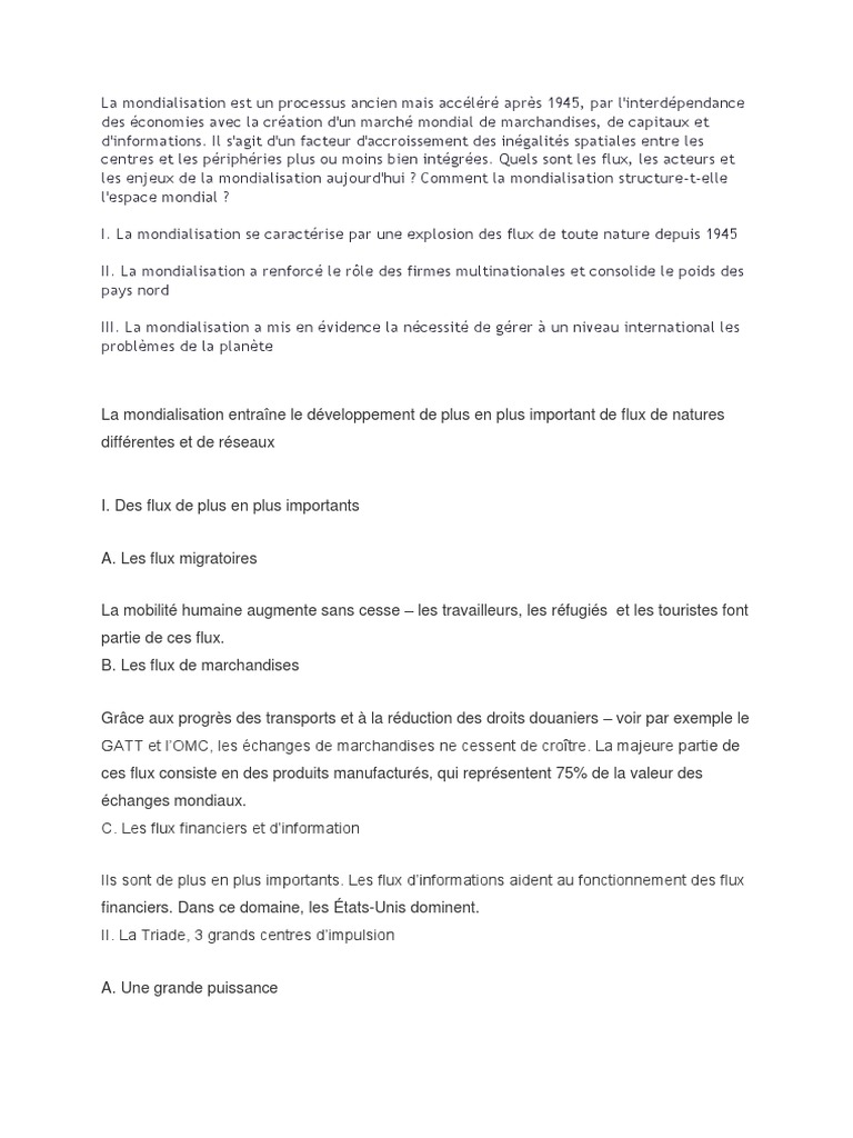 La Mondialisation | PDF | Globalisation | Fonds monétaire international
