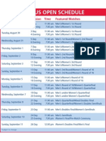 2011 US Open Schedule