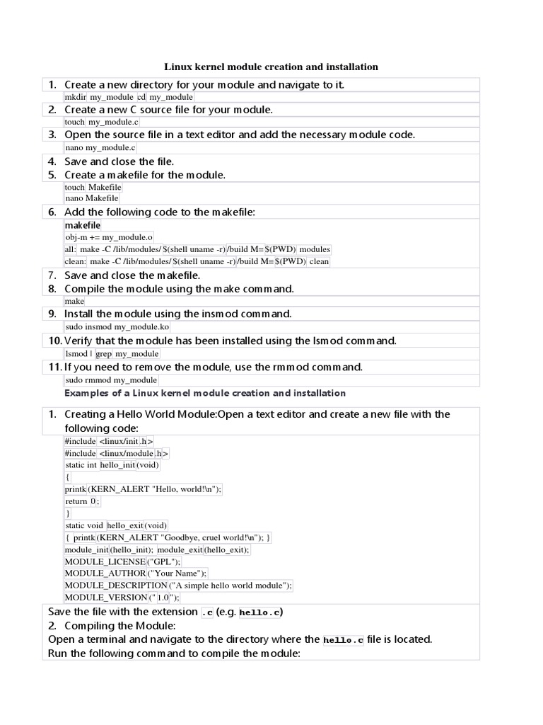 Creation Et Installation de Modules Noyau Linux PDF