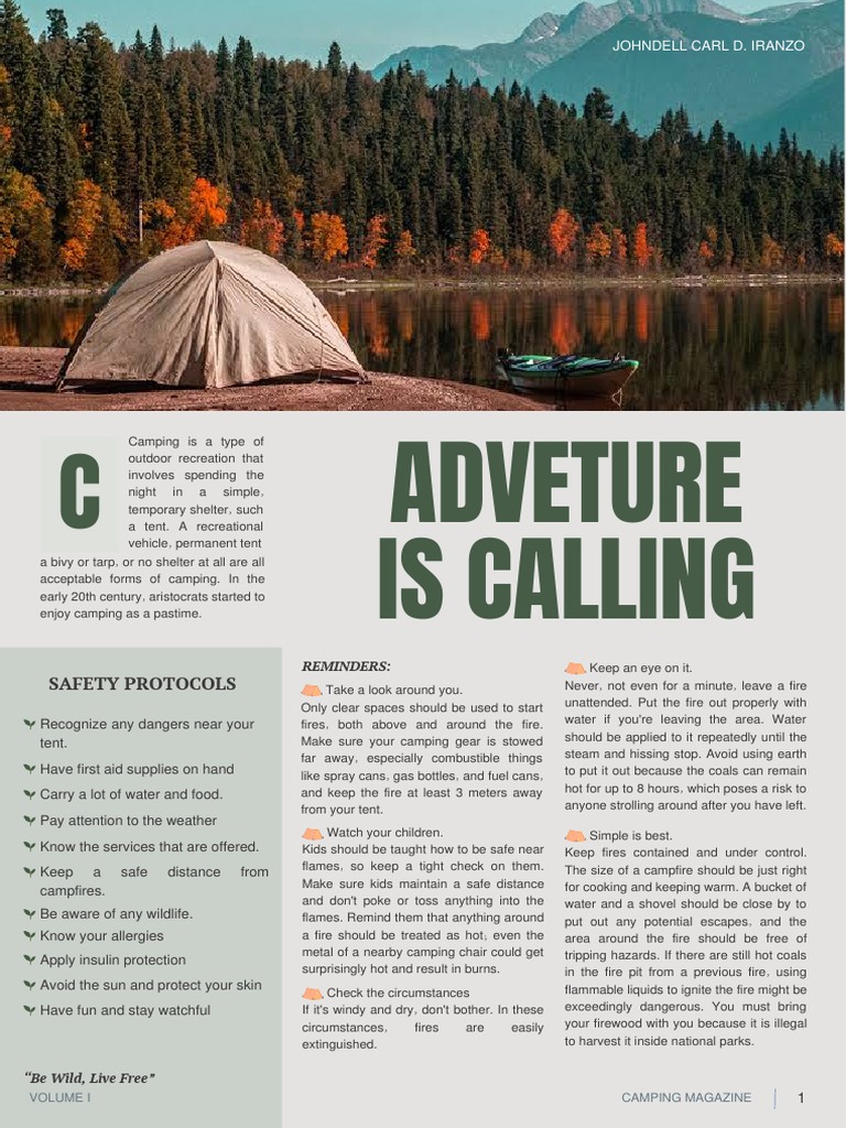 Adveture Is Calling Safety Protocols PDF Fires Camping
