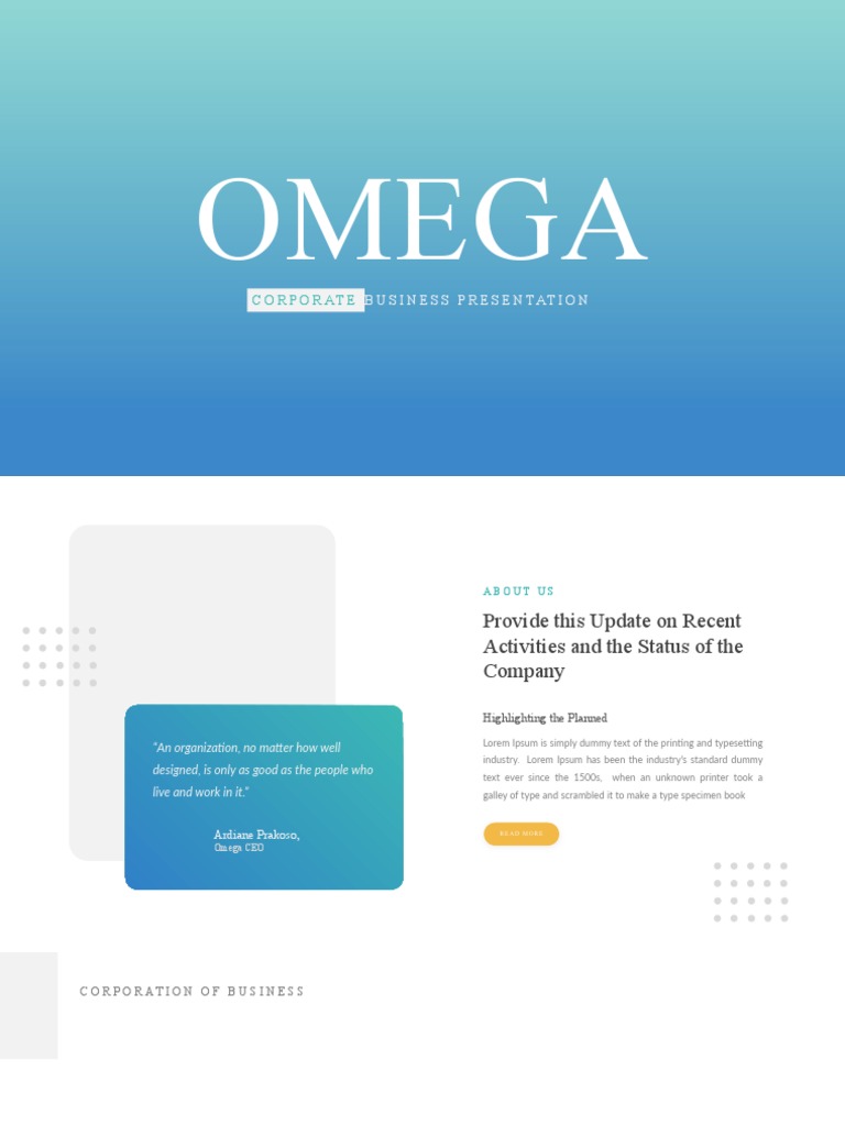 Omega Corporate Business Update | PDF | Printer (Computing) | Business