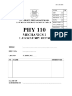 PHY 110 Lab Report Cover
