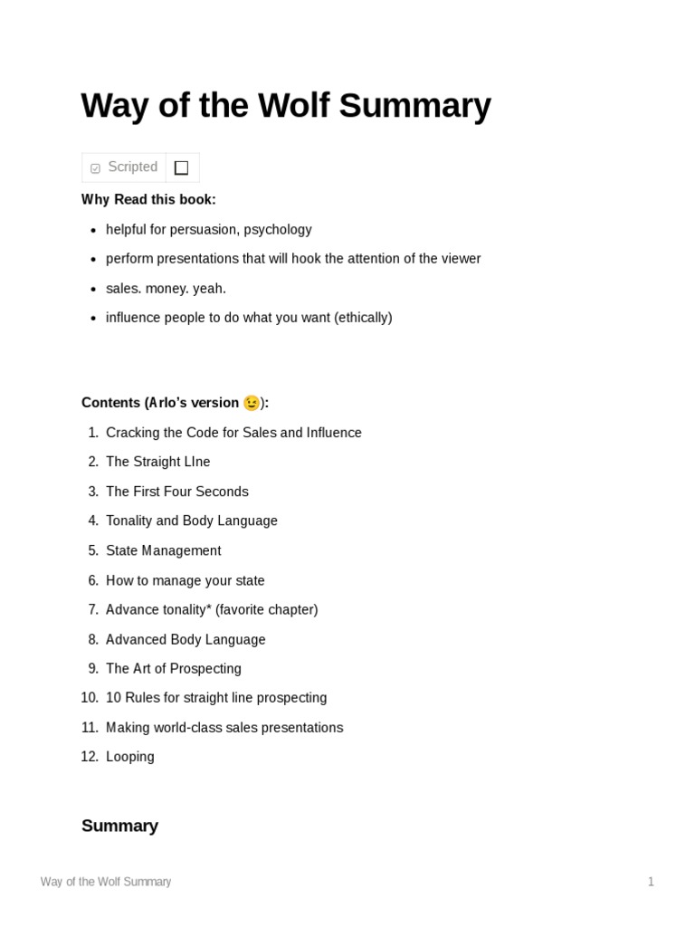 Way of The Wolf Summary PDF Body Language Cognitive Science
