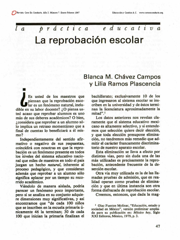 La Reprobacion Escolar | PDF
