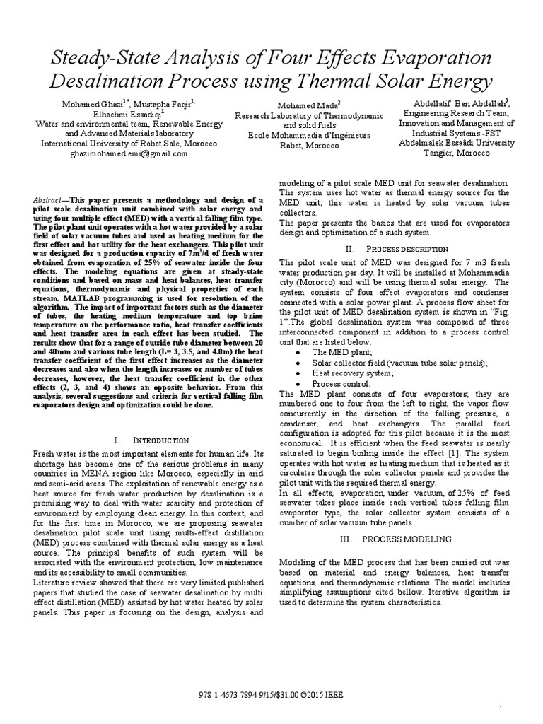 Steady-State Analysis of Four Effects Evaporation | PDF | Desalination ...