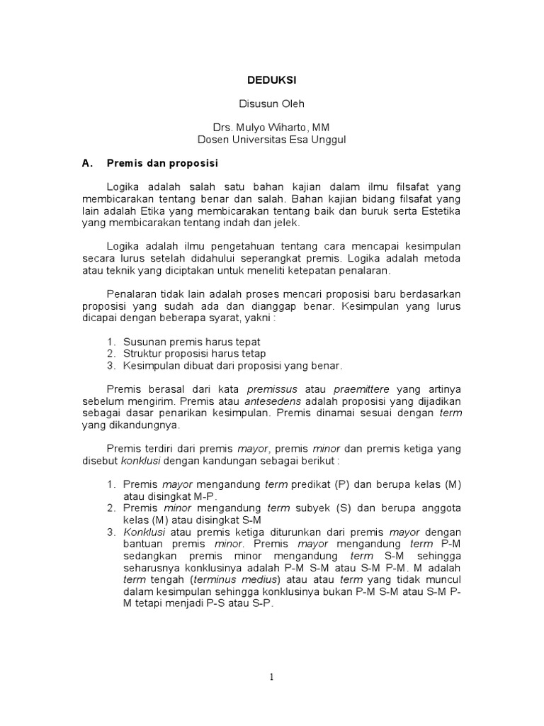 Premis dan Proposisi dalam Logika | PDF | Sains & Matematika